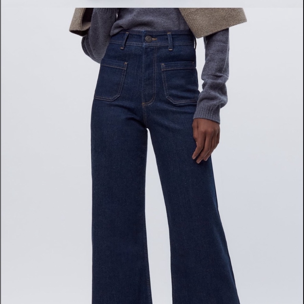 zara marine high rise straight pocket jeans